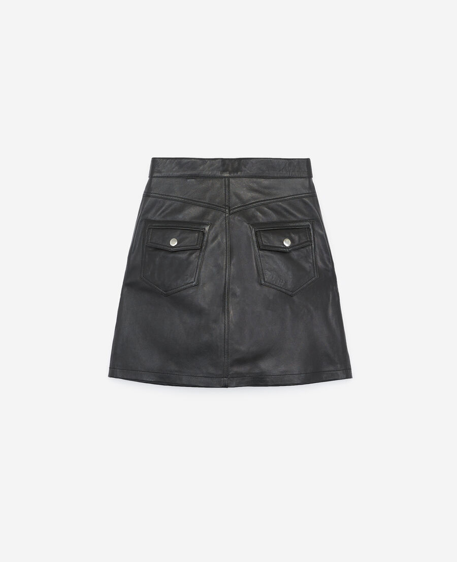 Black leather skirt with straps The Kooples