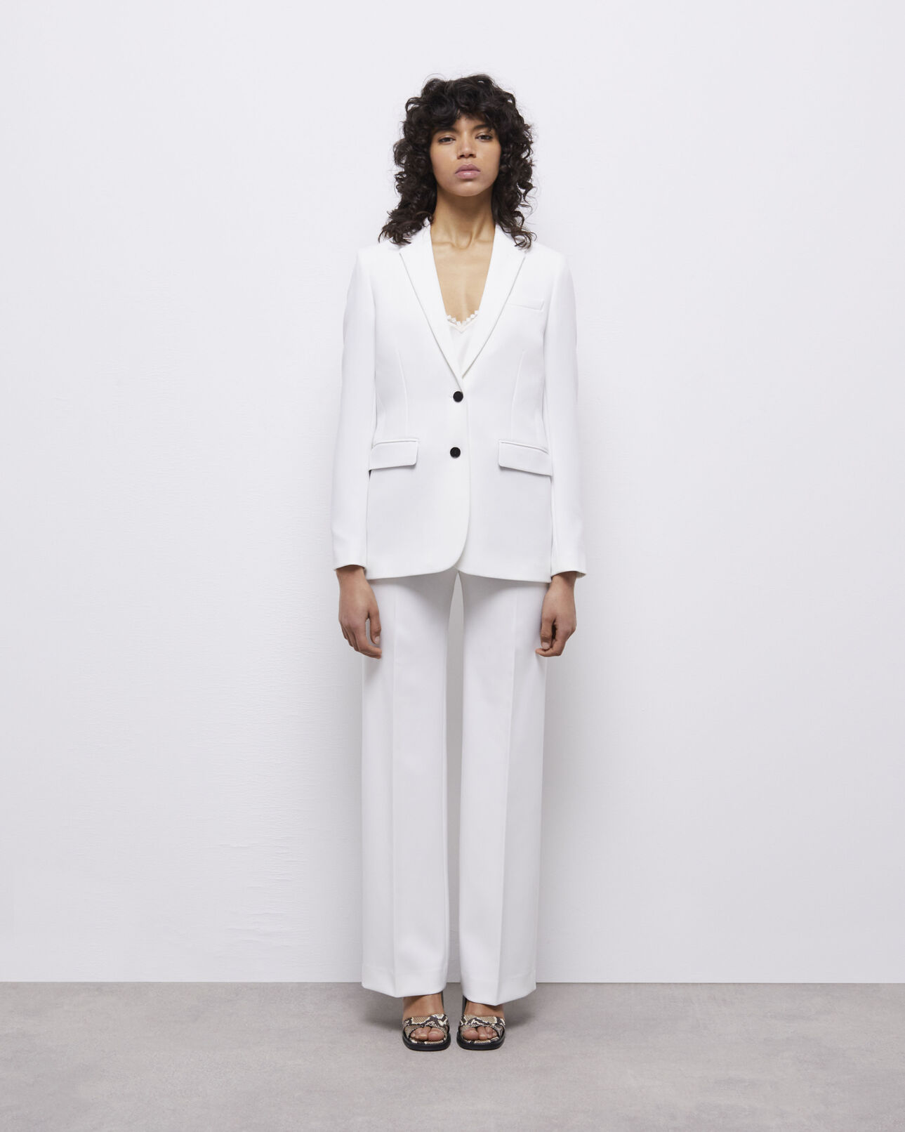 The Kooples WOMEN ECRU white crêpe suit jacket