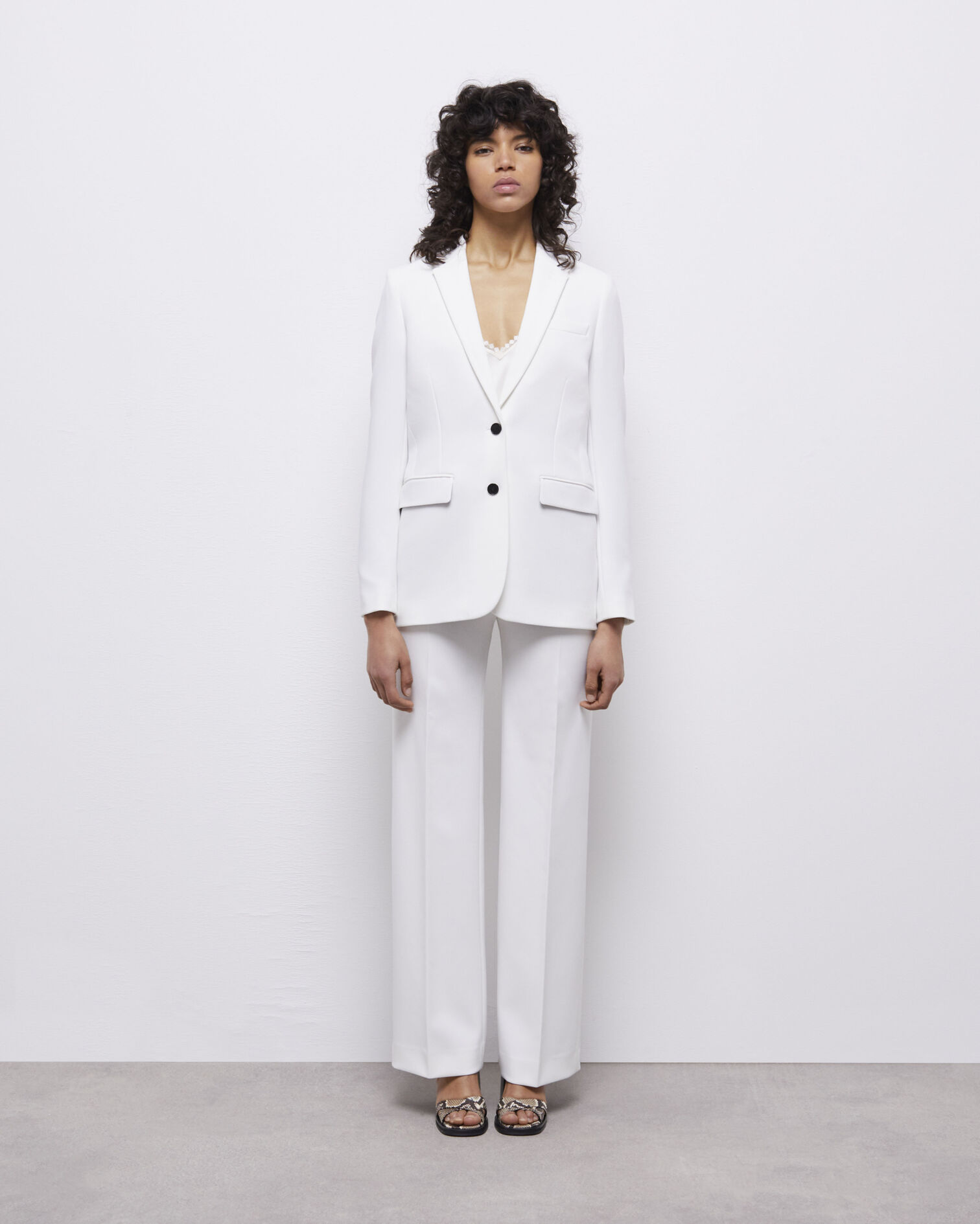 White crêpe suit jacket, ECRU, hi-res image number null