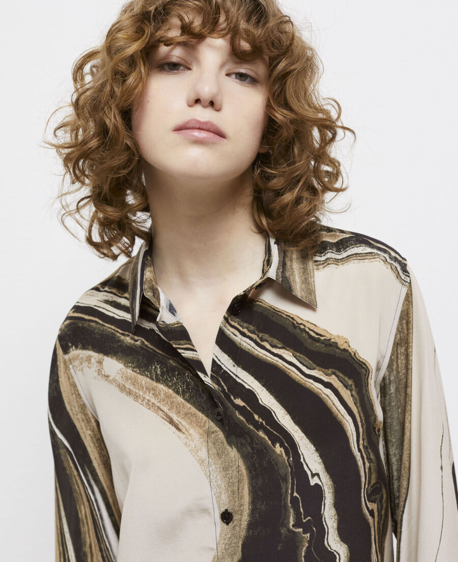 camisa seda estampada