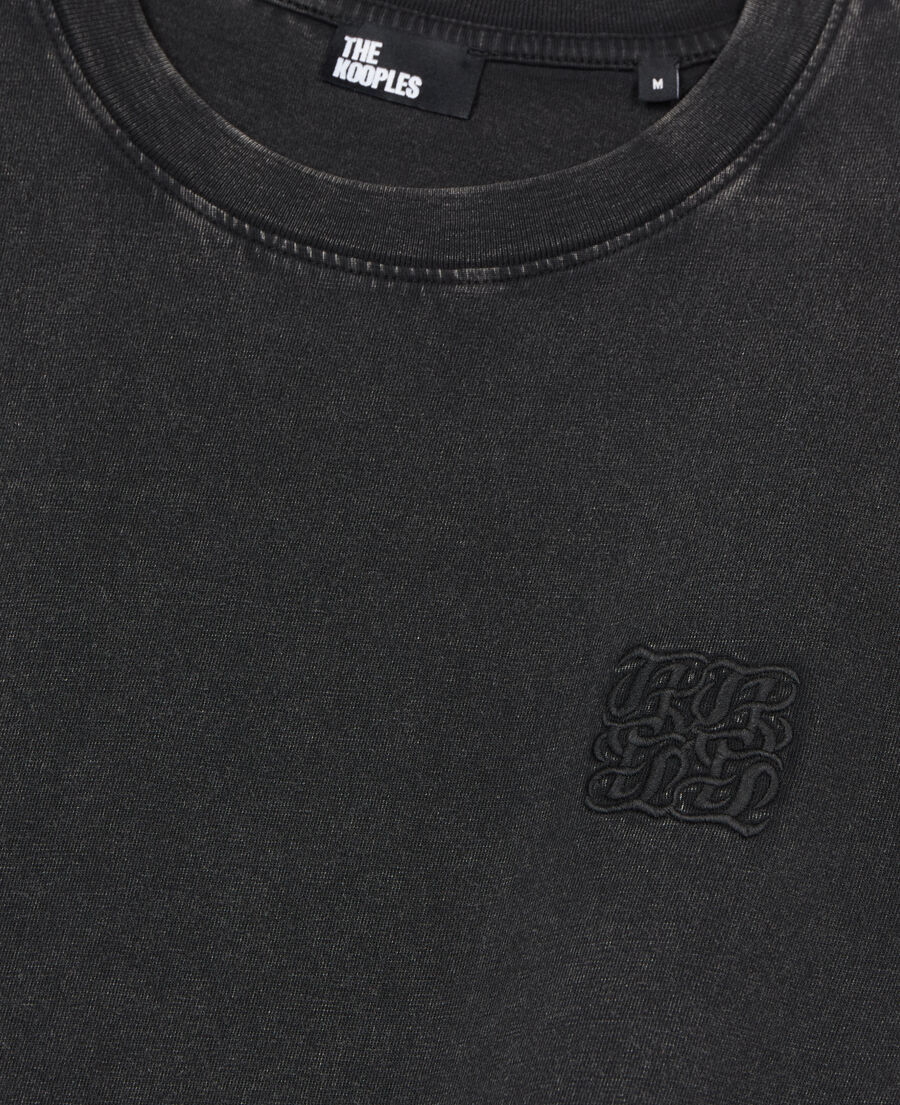 schwarzes t-shirt mit logostickerei