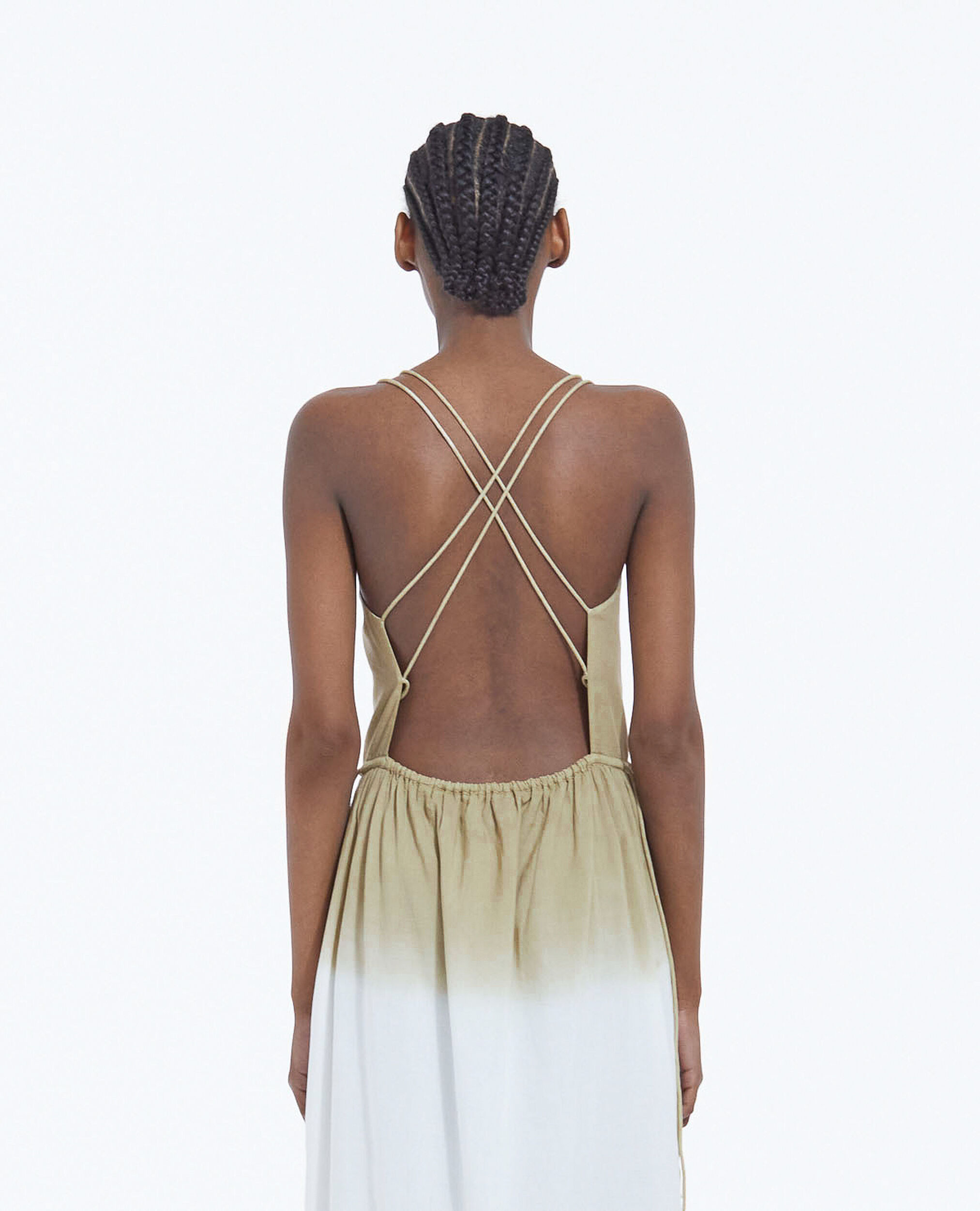 Langes ärmelloses Kleid mit Rückenausschnitt, KAKI, hi-res image number null