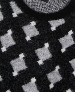 The Kooples H BLACK GREY WHITE black and grey wool and alpaca diamond sweater