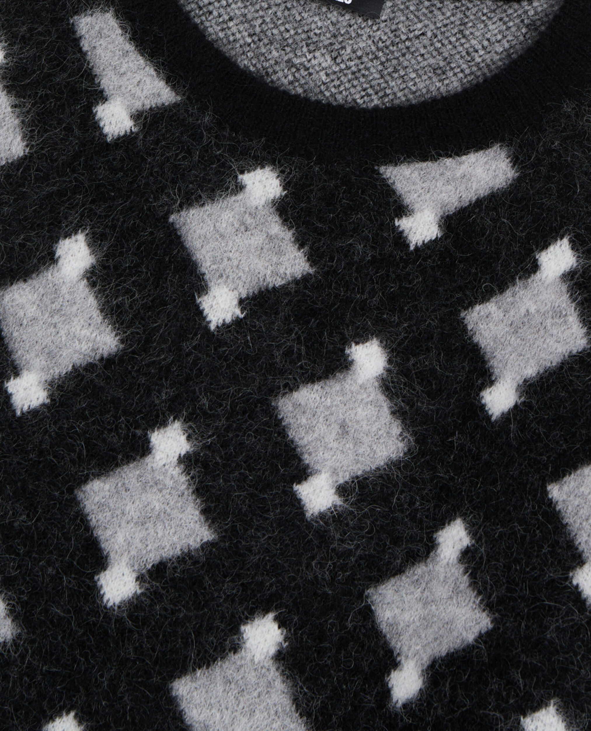 Black and grey wool and alpaca diamond sweater, BLACK GREY WHITE, hi-res image number null