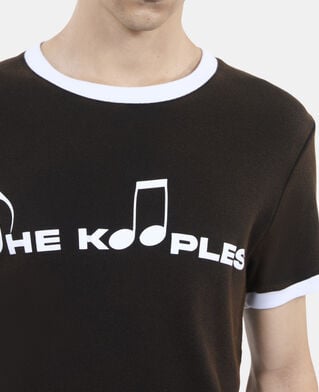 The Kooples HERREN BLACK WASHED schwarzes t-shirt mit siebdruck