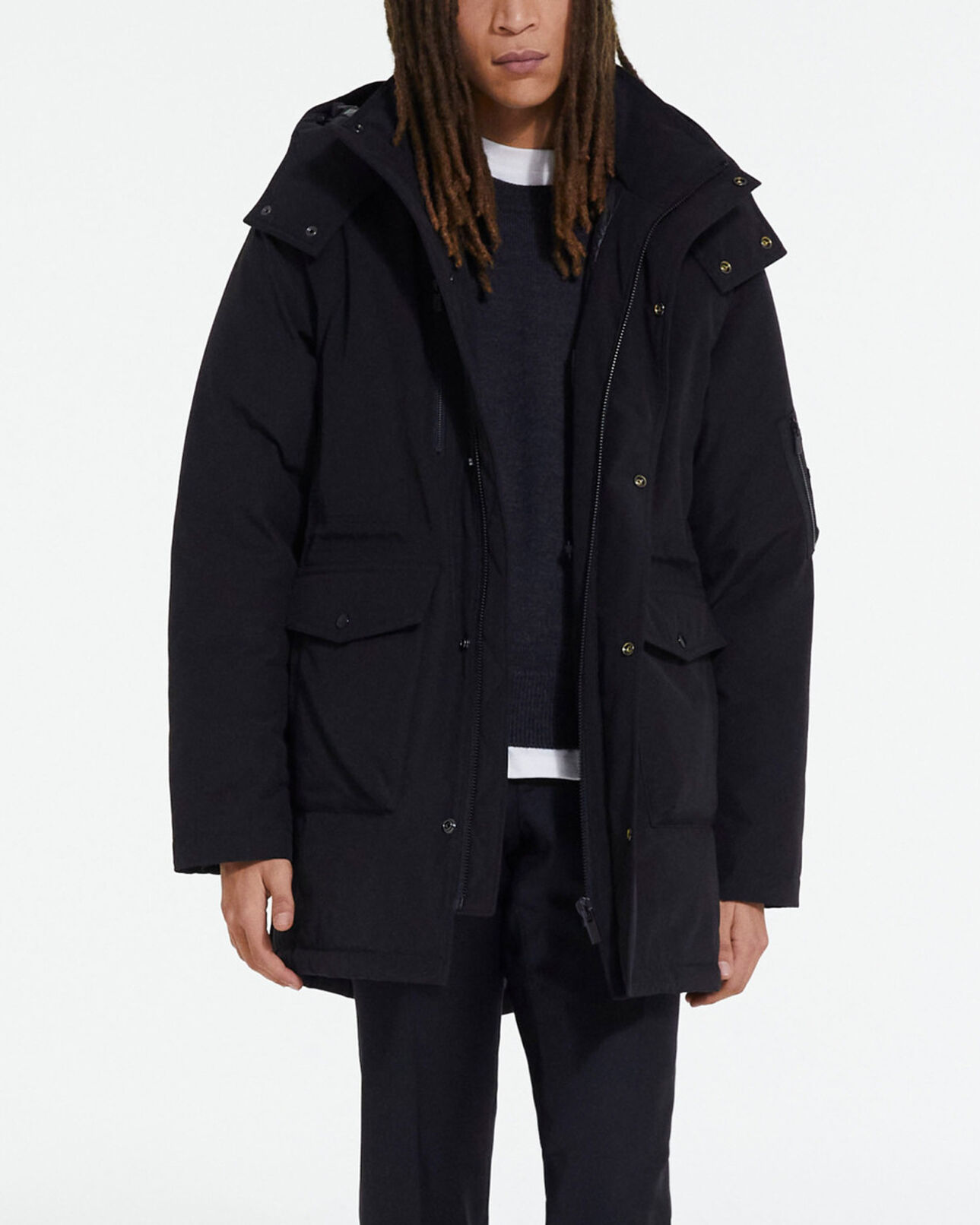 The Kooples HOMME BLACK parka à capuche noire