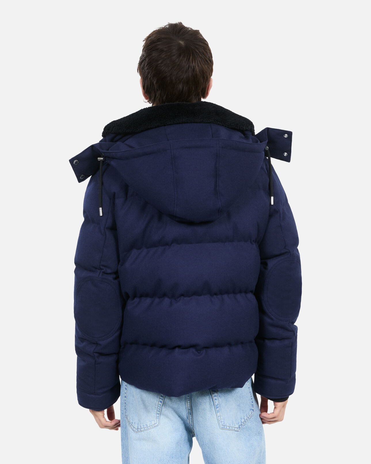 The Kooples MEN NAVY navy blue flannel down jacket