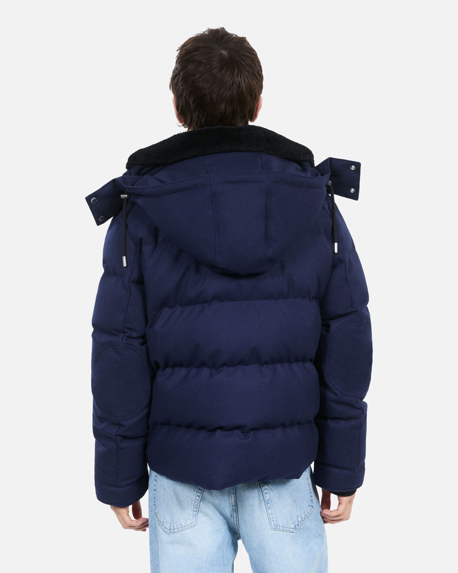 Navy blue flannel down jacket, NAVY, hi-res image number null
