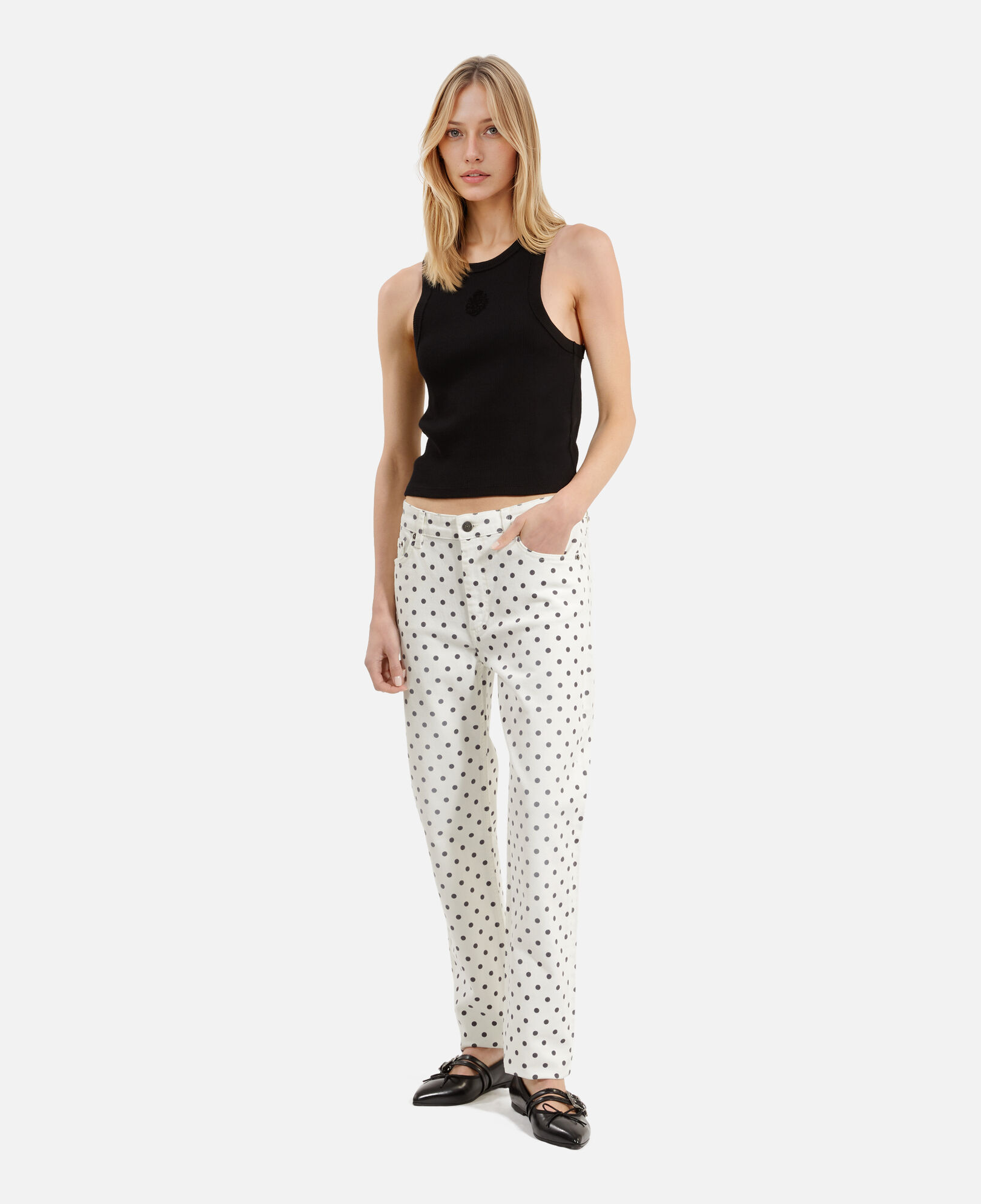 The Kooples DAMEN BEIGE GREY beige gepunktete slim-jeans