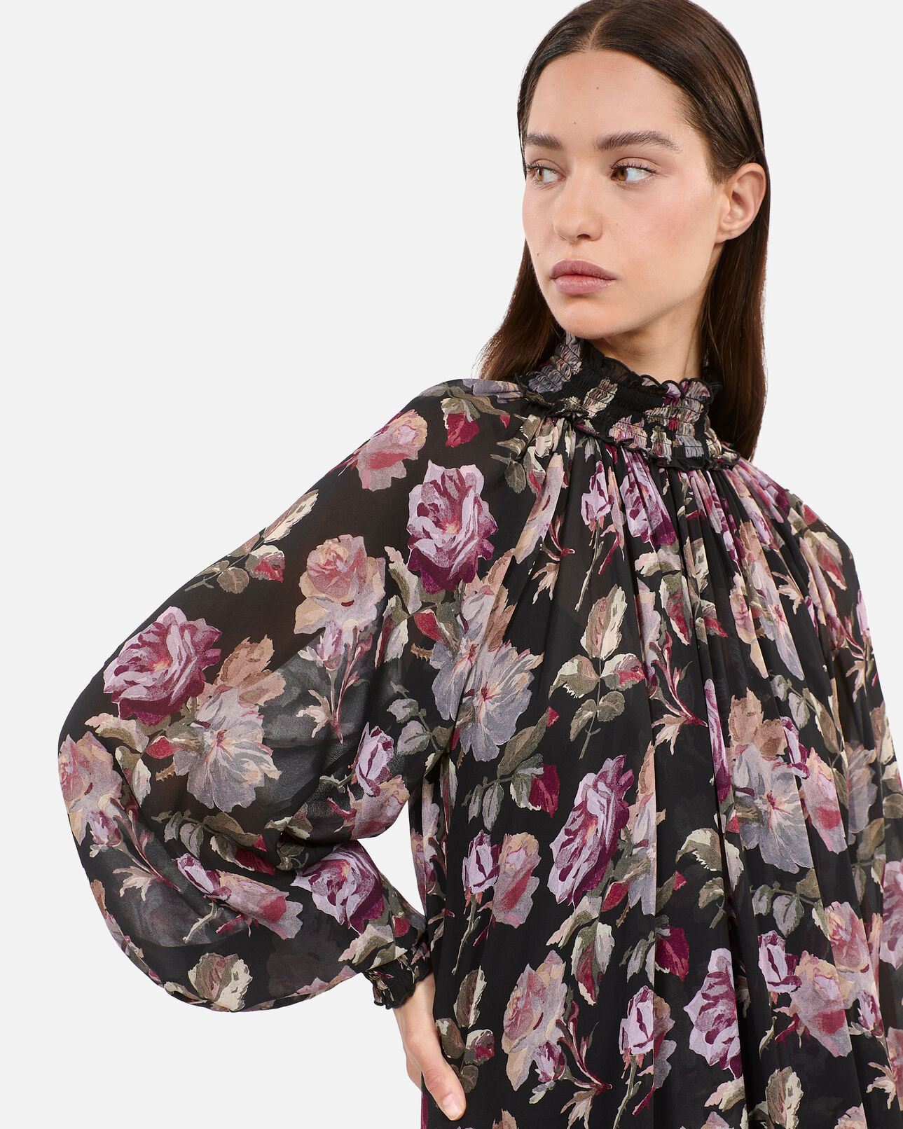 The Kooples FEMME BLACK / PURPLE robe courte imprimé fleuri