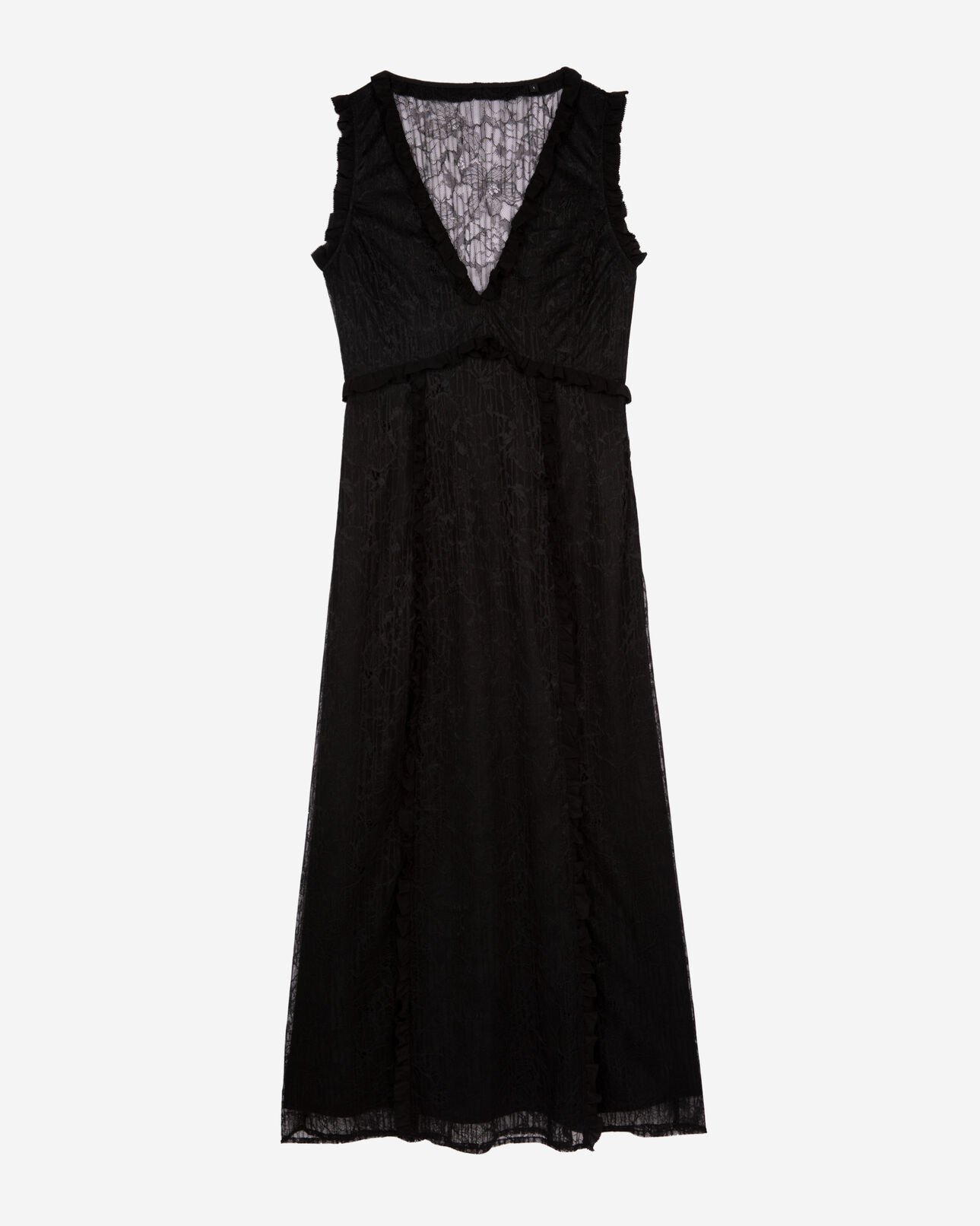 The Kooples FEMME BLACK robe longue avec dentelle noire