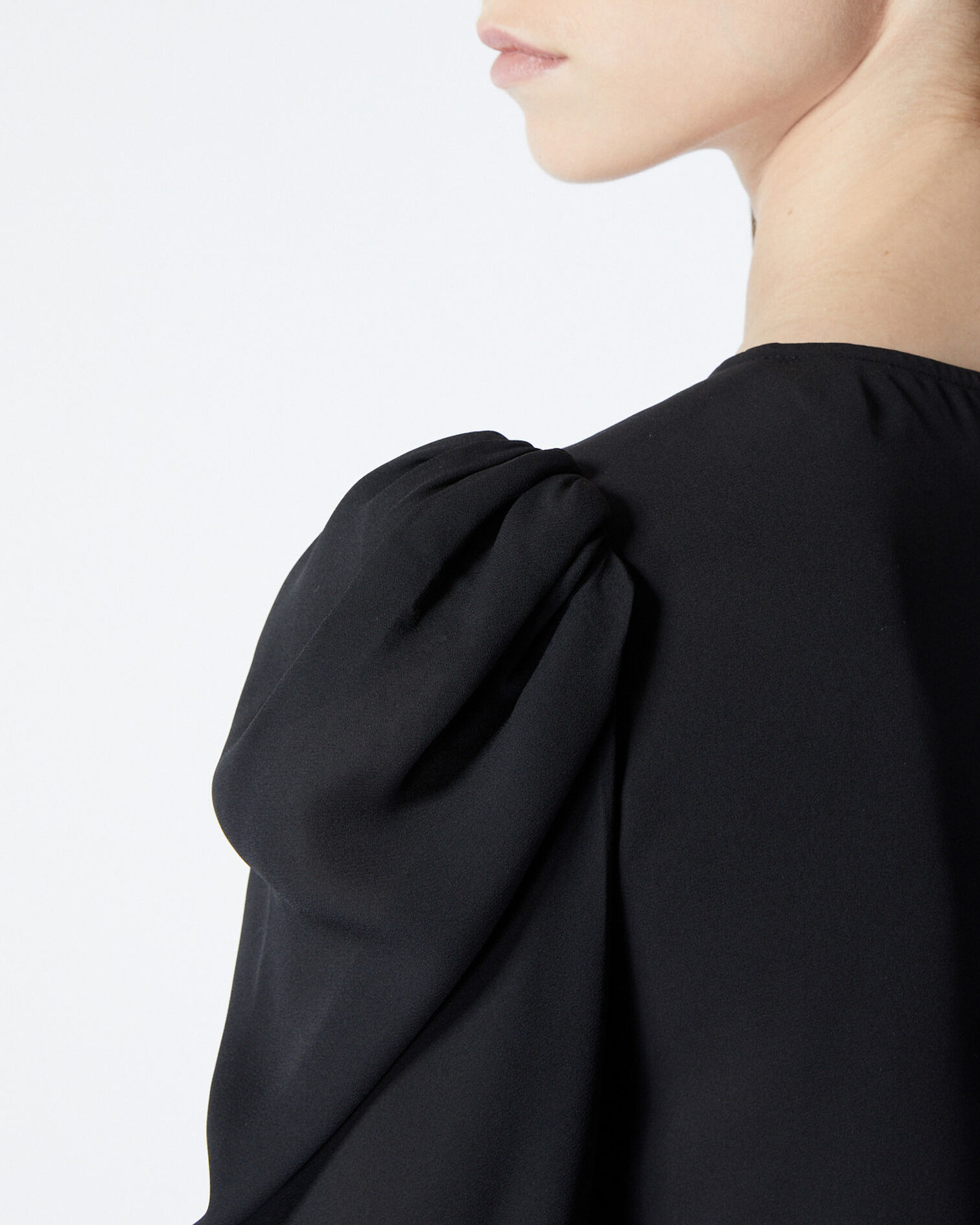 Robe courte noire à détail volanté, BLACK, hi-res image number null