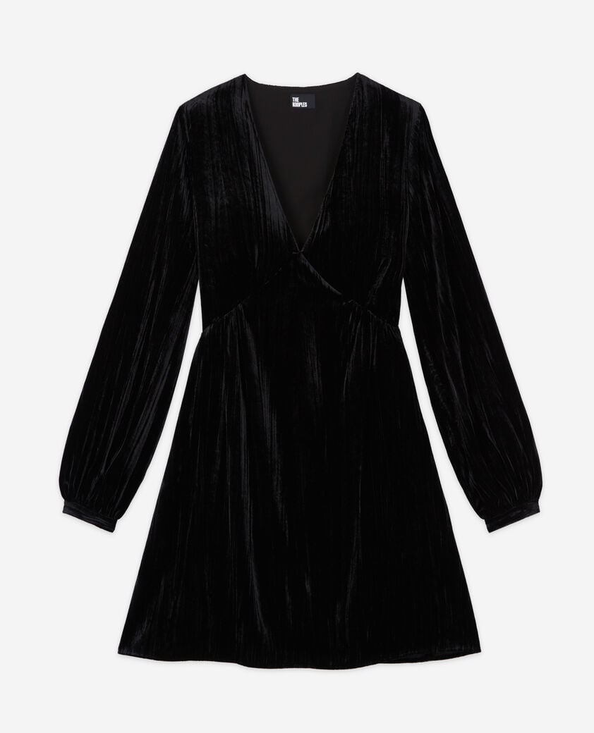 The Kooples FEMME BLACK robe courte en velours noire