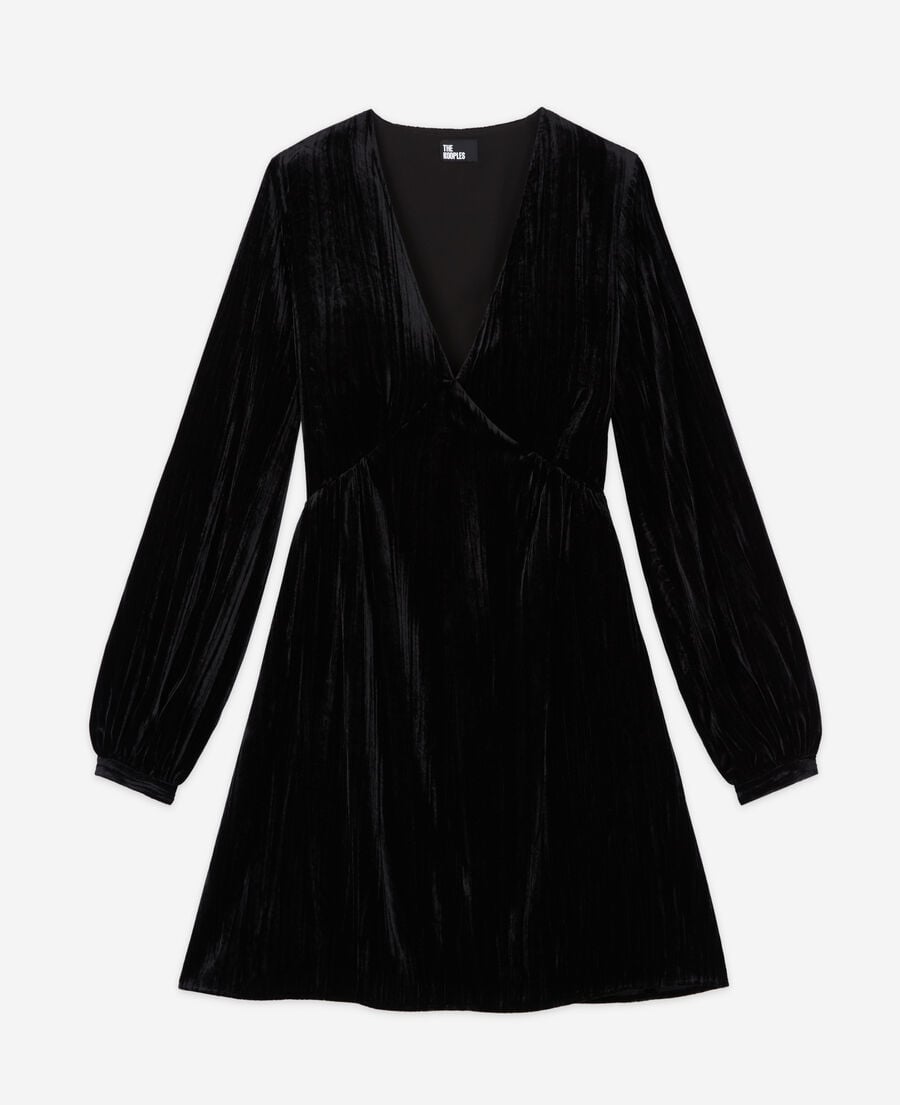 The Kooples FEMME BLACK robe courte en velours noire