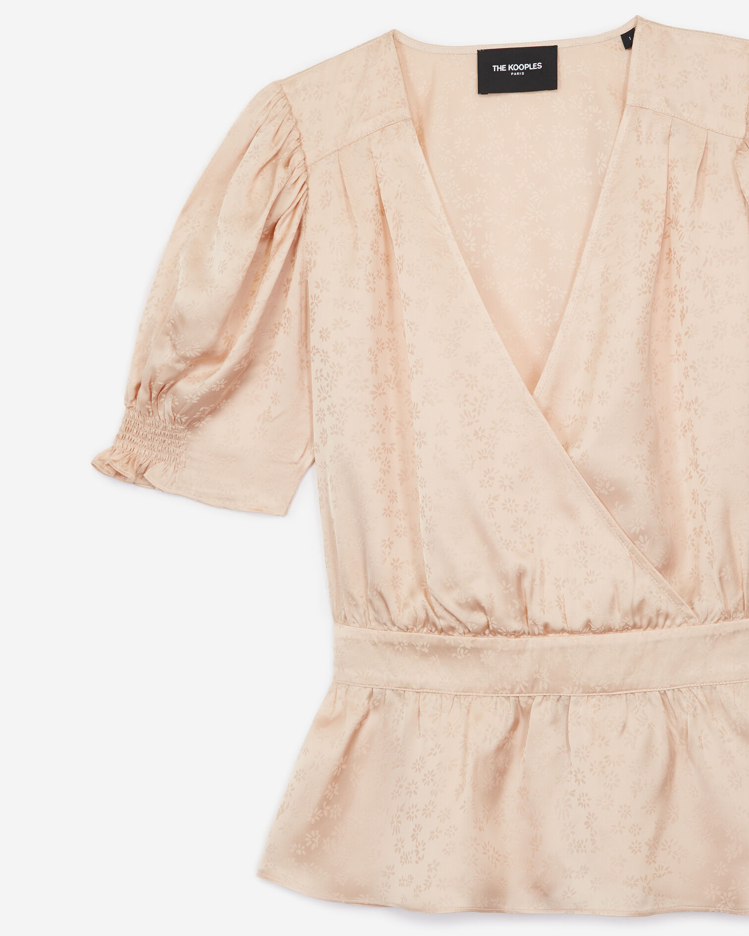 Satin-like light pink wrap top, NUDE, hi-res image number null