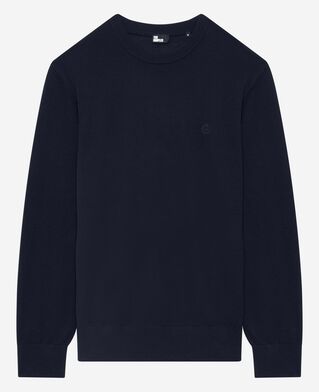 The Kooples MEN NAVY round-neck sweater in navy merino wool