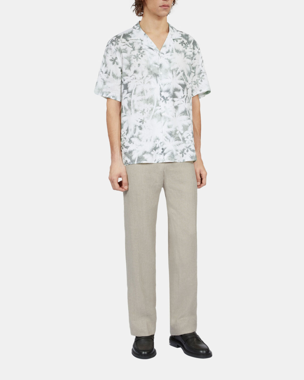 The Kooples HOMME WHITE - KAKI chemise manches courtes avec palmiers vert