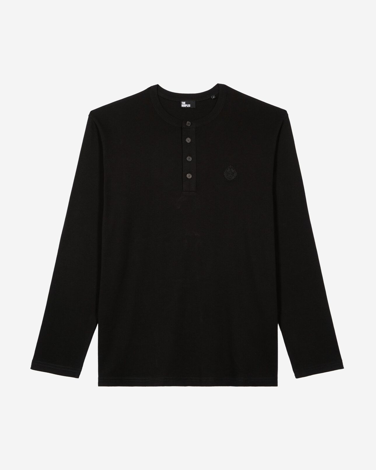 The Kooples MEN BLACK long-sleeved t-shirt with black crest