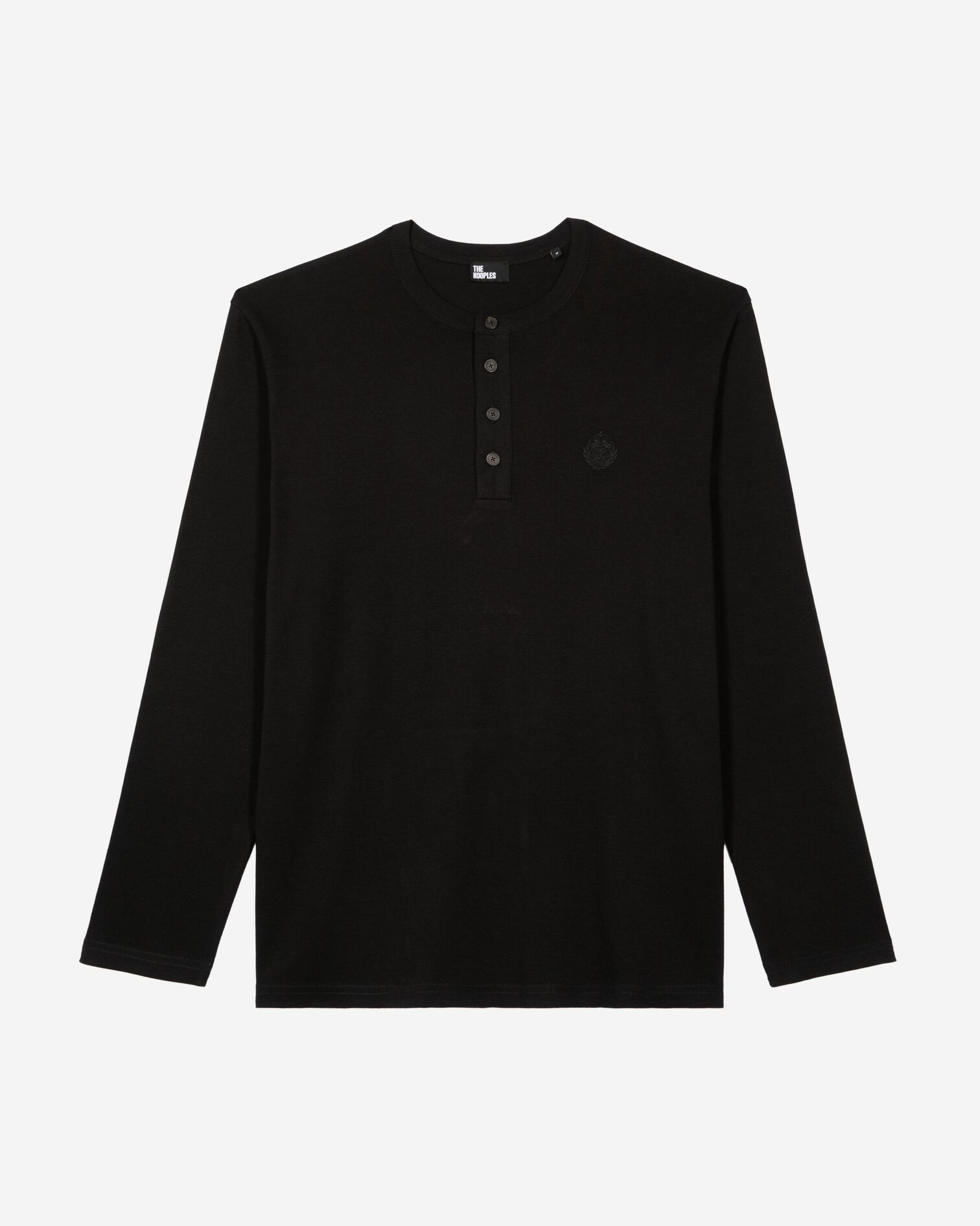 Long-sleeved T-shirt with black crest, BLACK, hi-res image number null