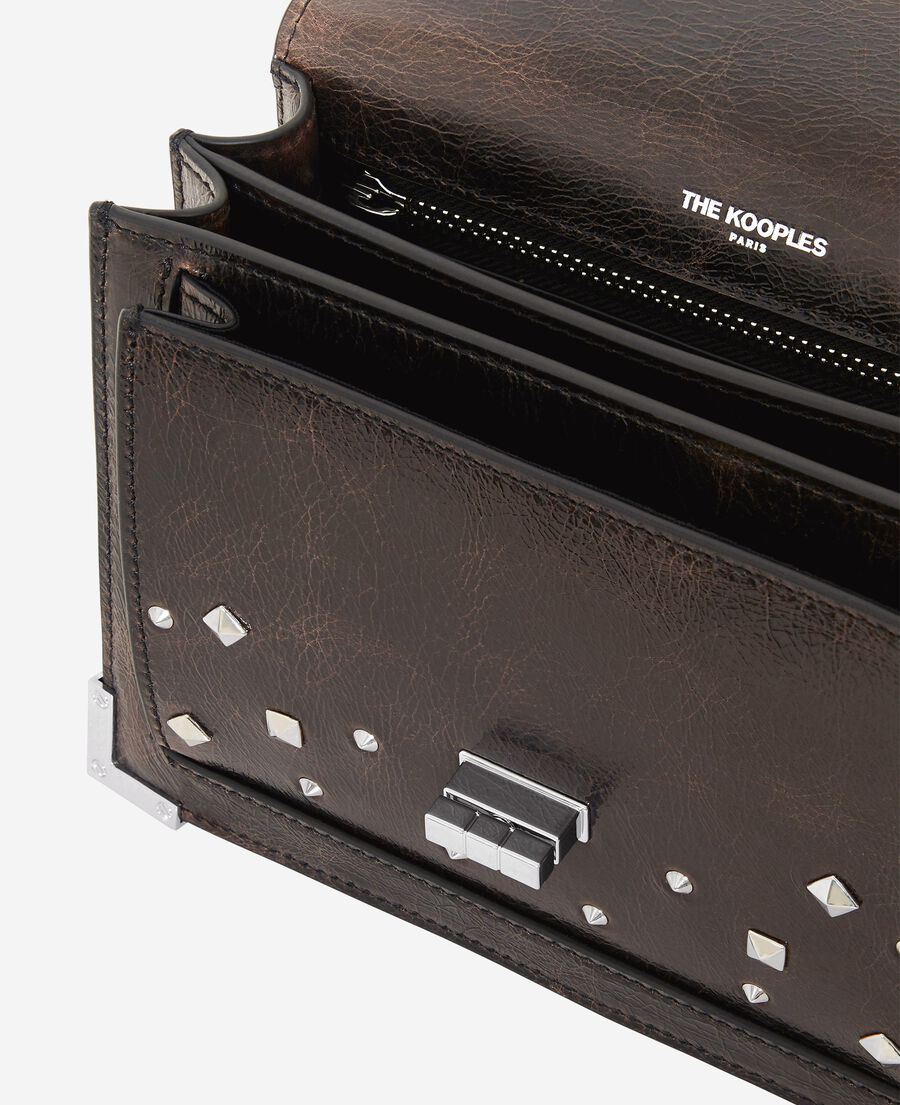 The Kooples DAMEN BROWN emily tasche small aus braunem crackleder
