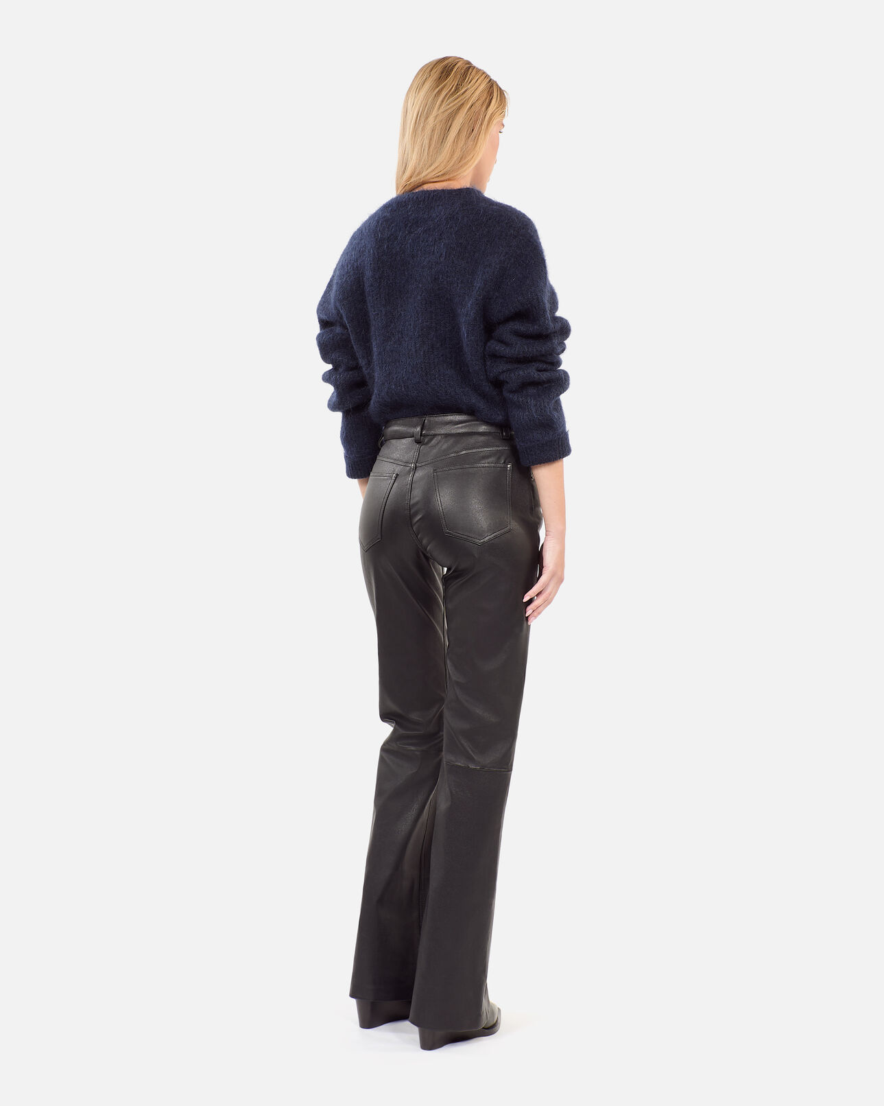 The Kooples WOMEN BLACK black leather flare trousers