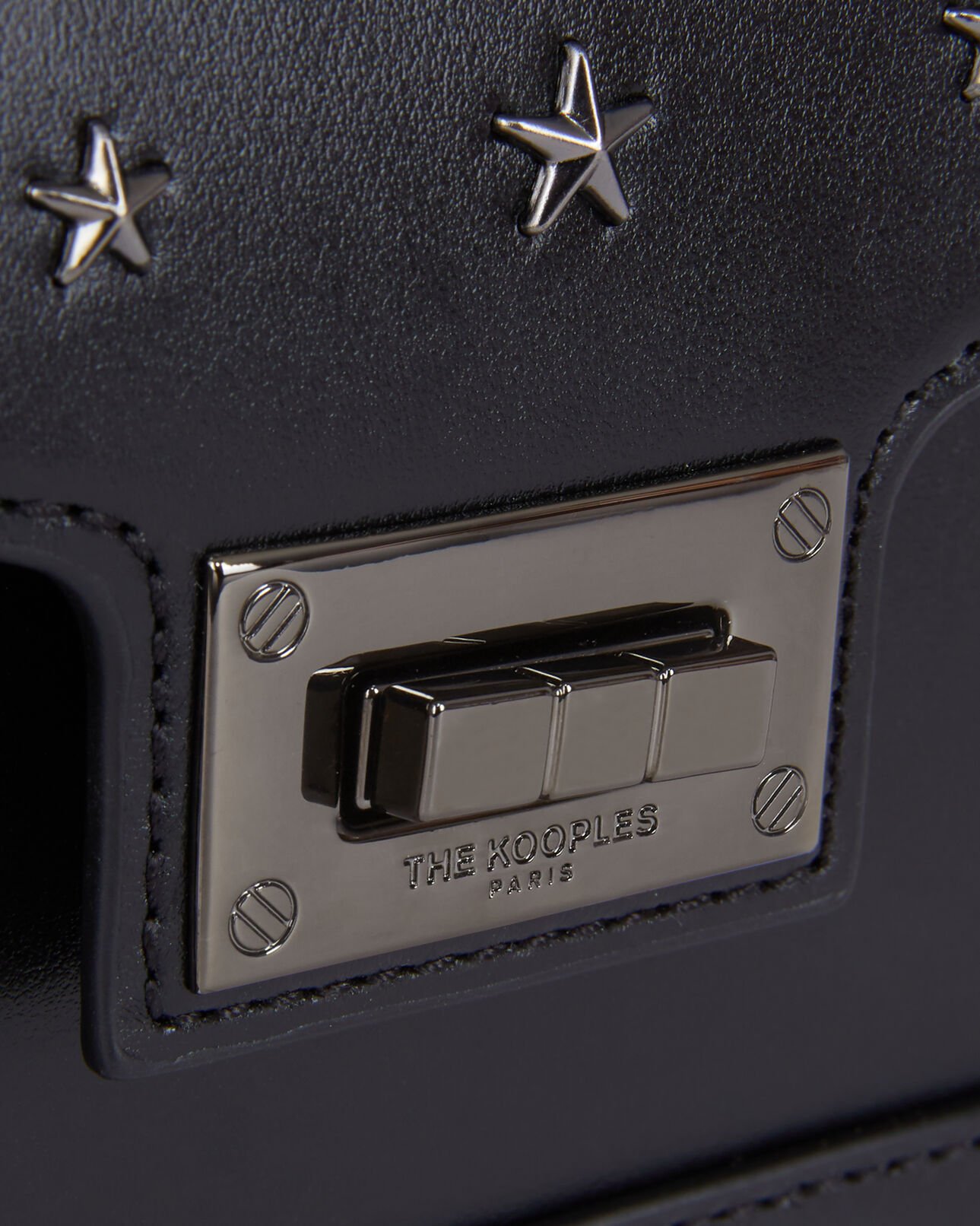 The Kooples WOMEN BLACK small emily bag in black leather with stars
