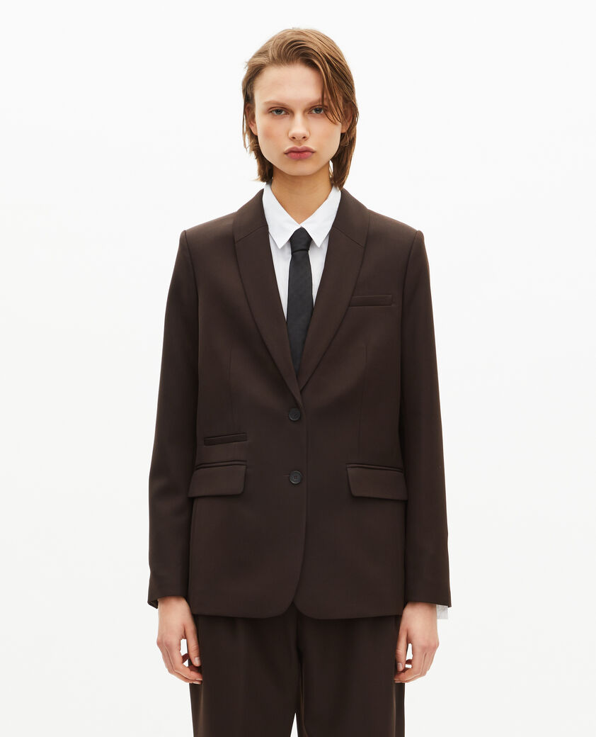 The Kooples WOMEN BROWN brown wool blend tailored jacket