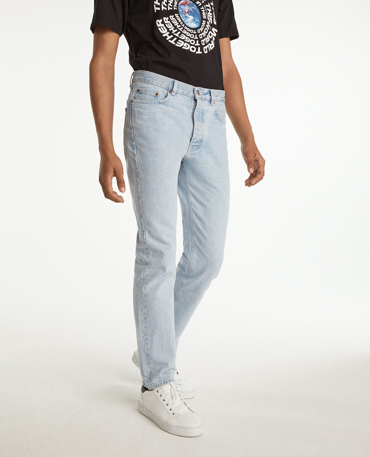 Faded straight cut light blue jeans The Kooples UK