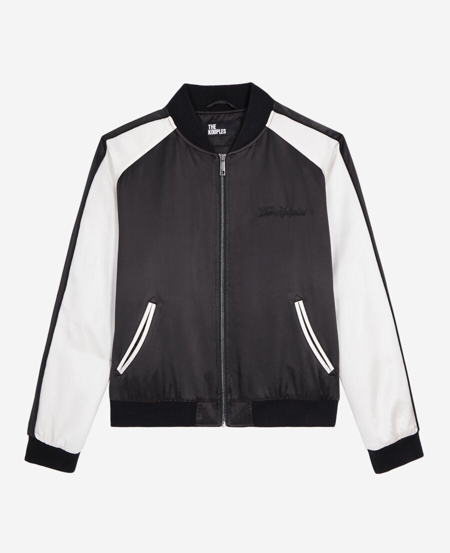 The Kooples MUJER BLACK chaqueta satinada negra blanca bordado dragon