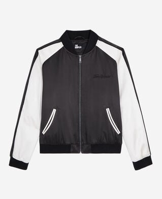 The Kooples MUJER BLACK chaqueta satinada negra blanca bordado dragon