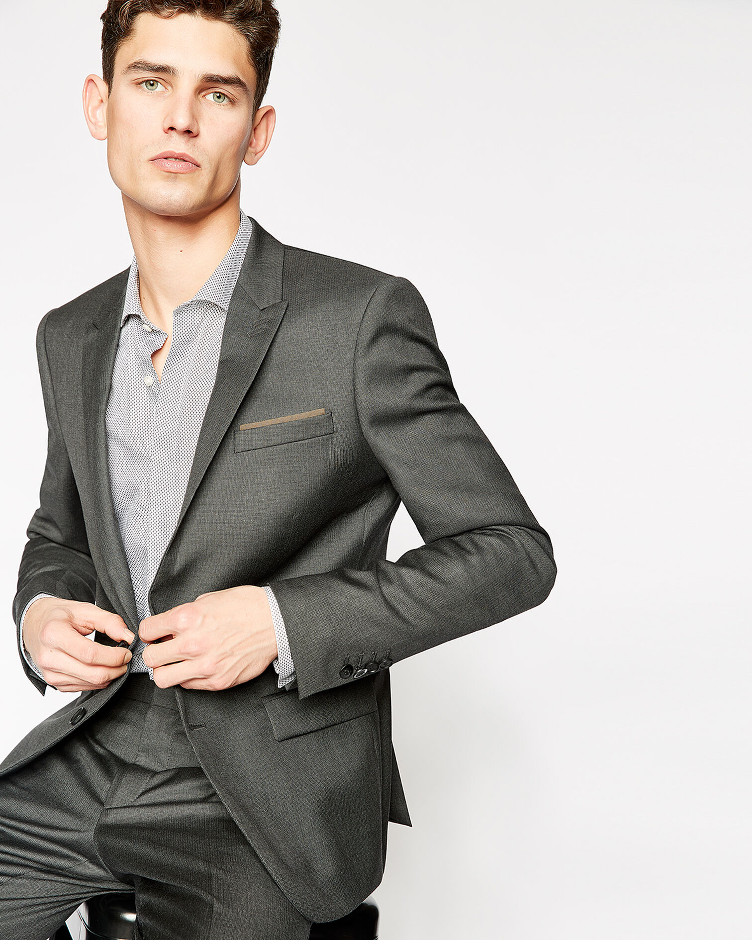 Graue Anzugjacke aus Wolle, DARK GREY, hi-res image number null
