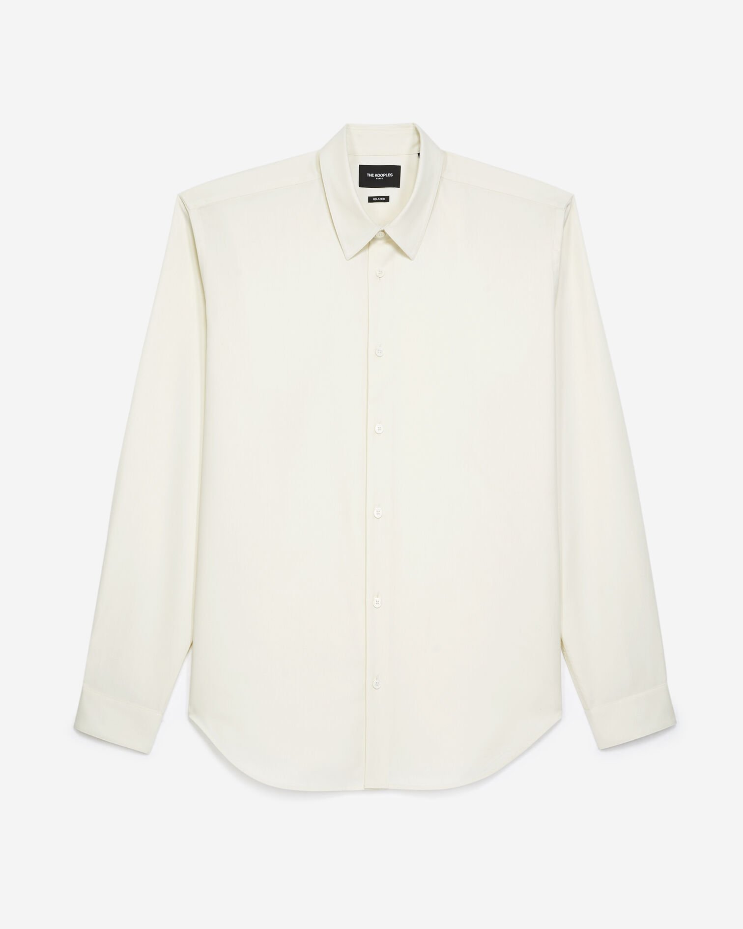 Buttoned beige shirt with classic collar, BEIGE, hi-res image number null