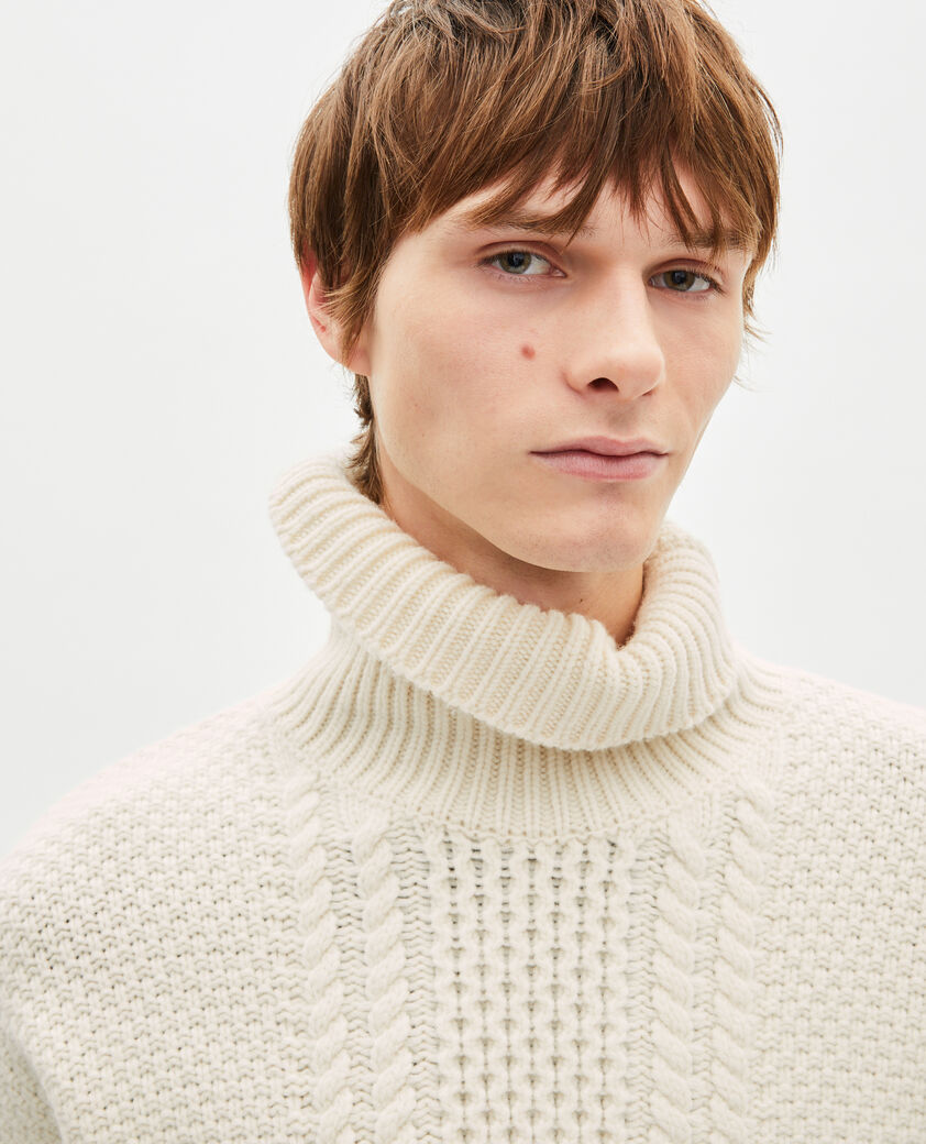 The Kooples HOMME LIGHT BEIGE pull torsad&eacute; en laine beige