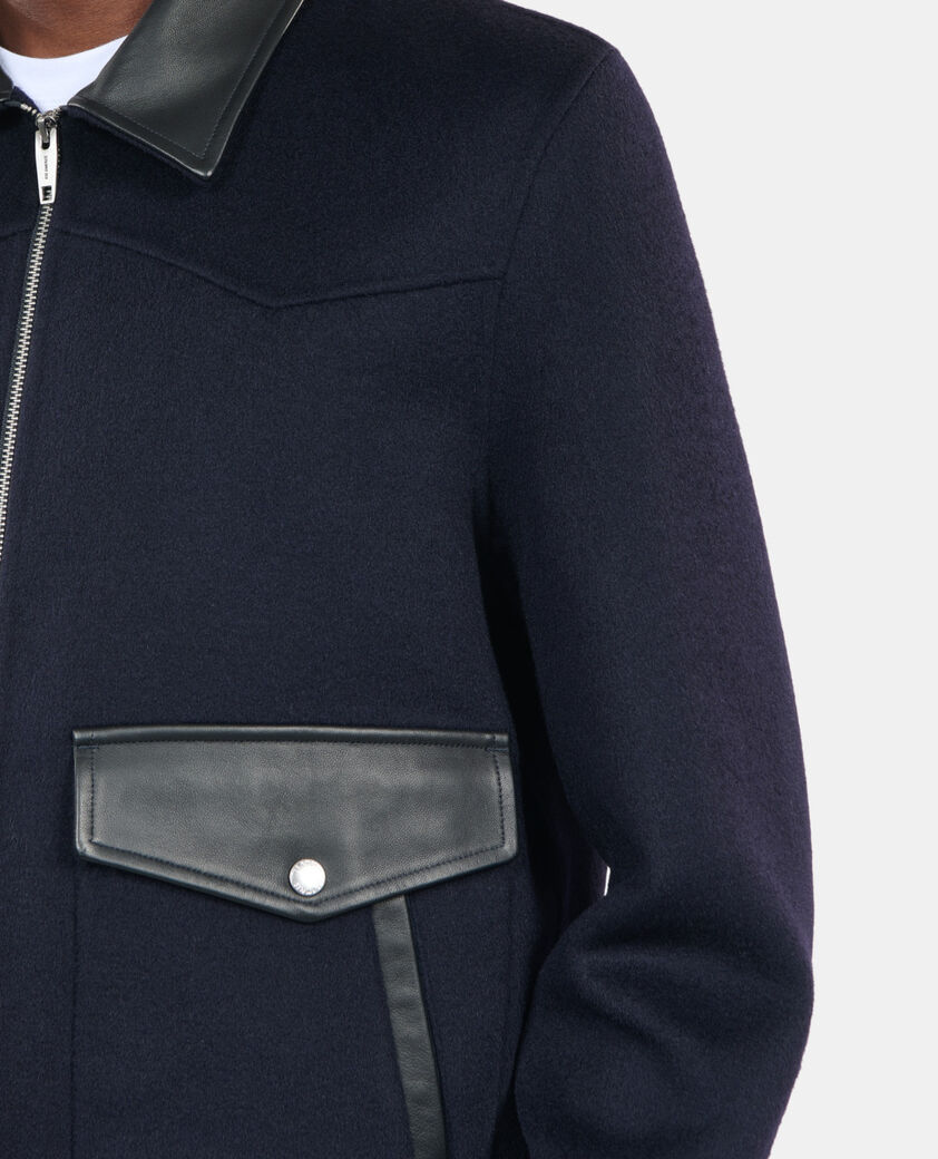 The Kooples HOMME NAVY blouson en laine double face bleu marine