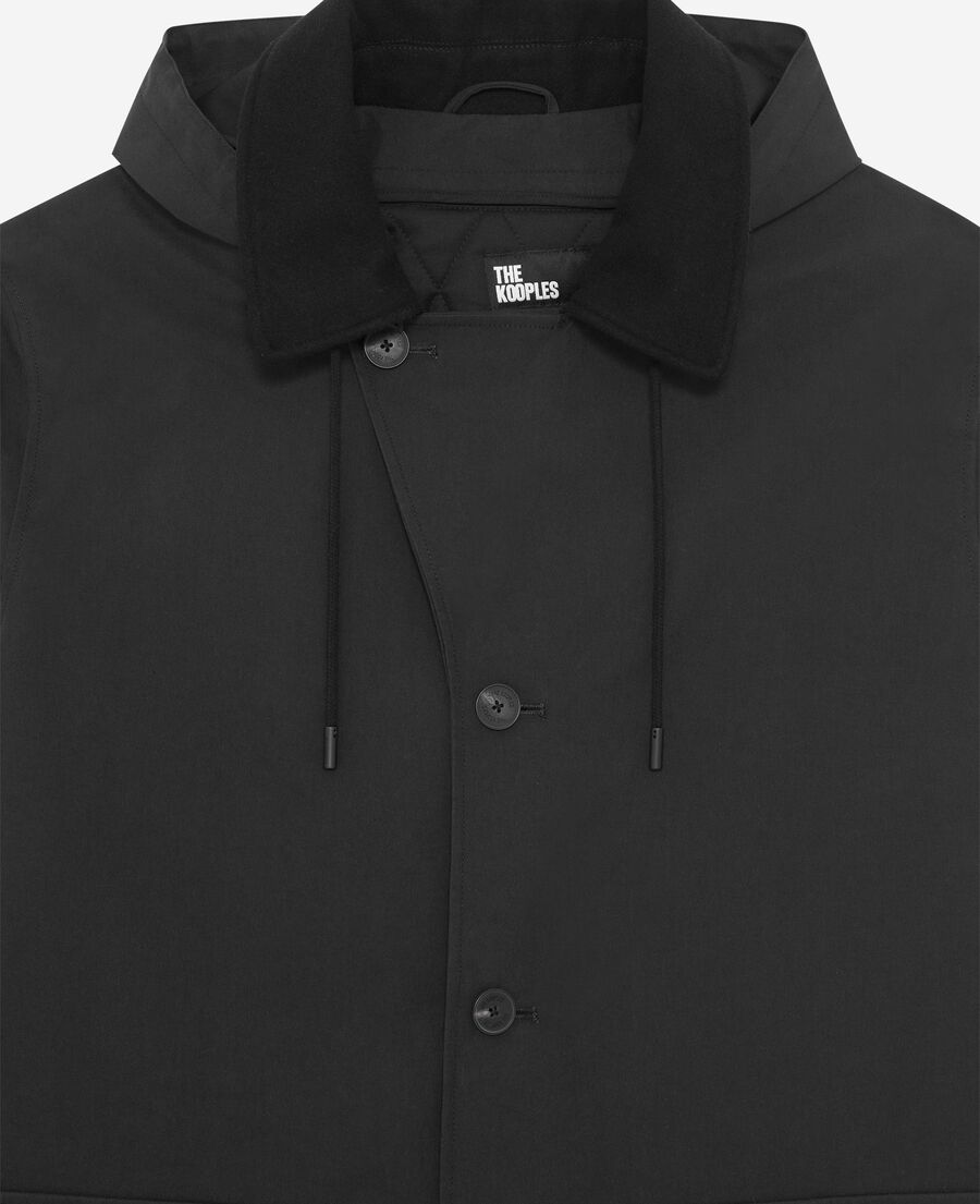 The Kooples MEN BLACK black hooded trench parka