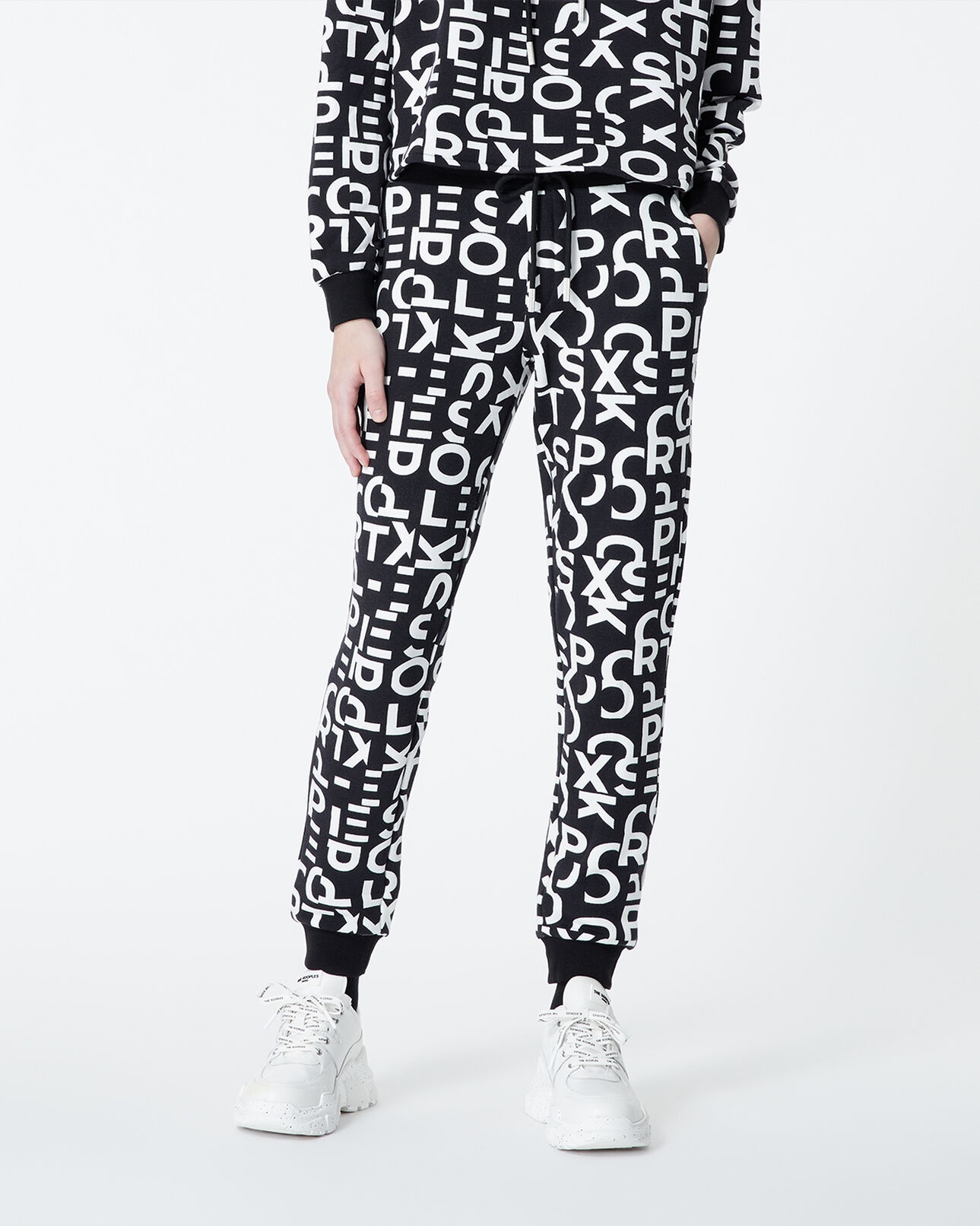 The Kooples FEMME BLACK WHITE jogging noir et blanc à imprimé all-over