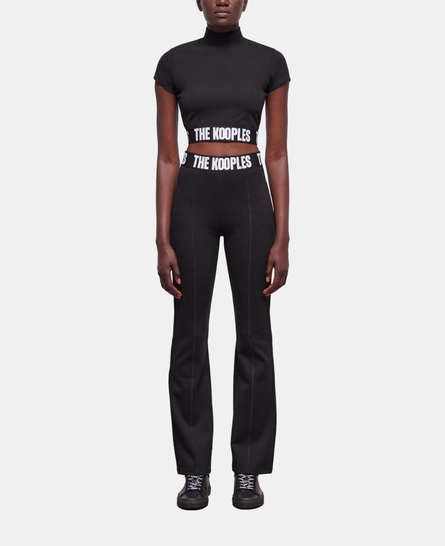 black logo flared pants