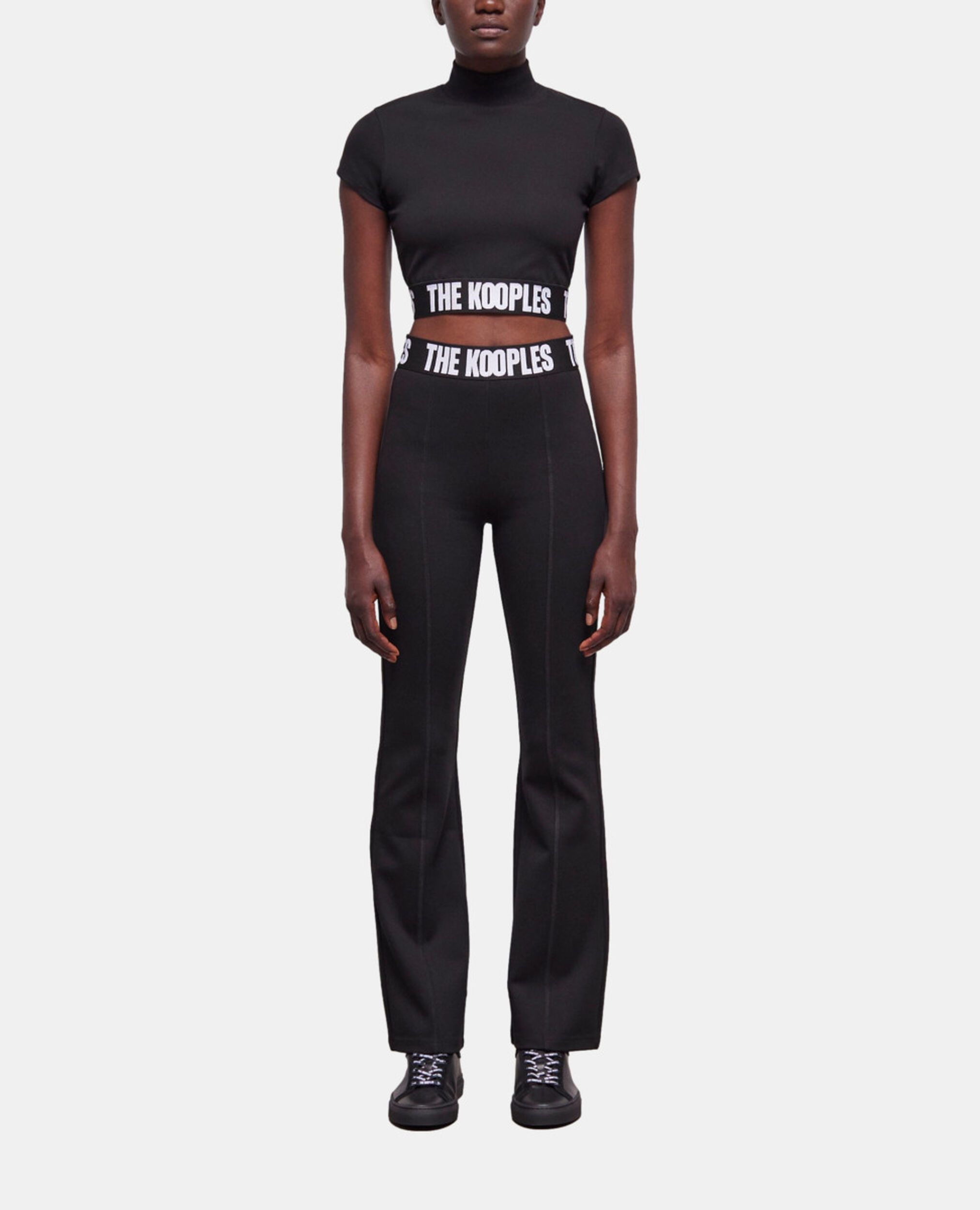 Black logo flared pants, BLACK, hi-res image number null