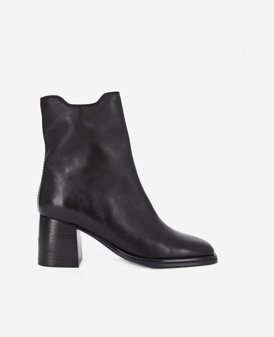 boots à talons en cuir noir