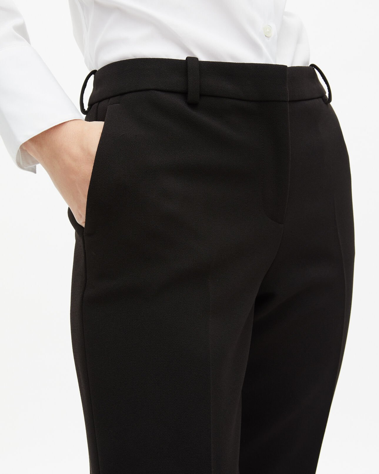 The Kooples DAMEN BLACK gerade geschnittene, maßgeschneiderte hose aus schwarzem crêpe