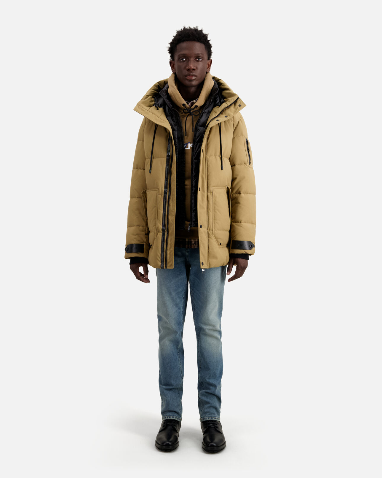 The Kooples MEN CAMEL beige hooded parka
