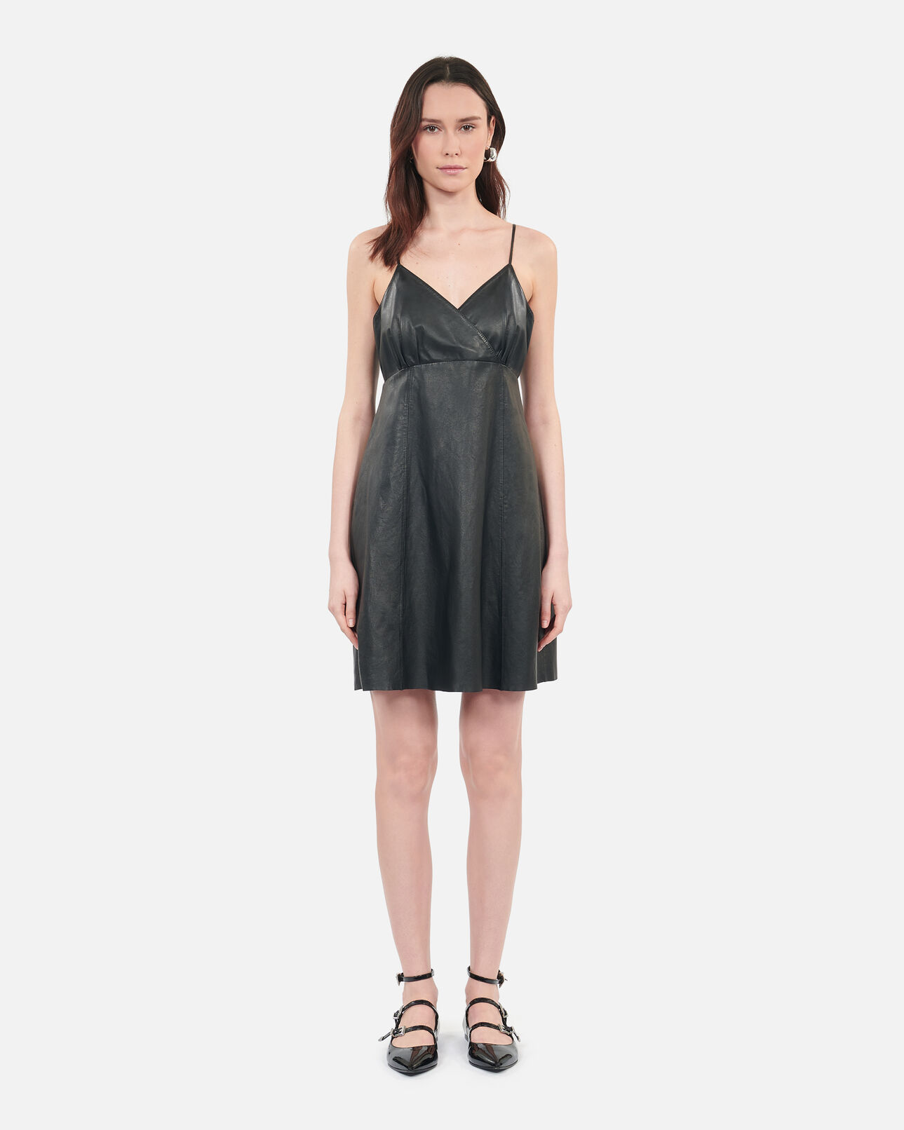 The Kooples WOMEN BLACK short black leather dress