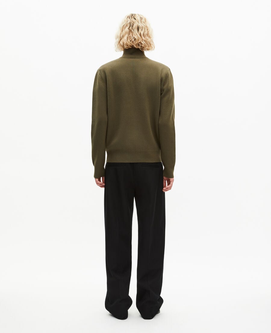 The Kooples MEN KAKI double-faced khaki wool trucker-neck sweater