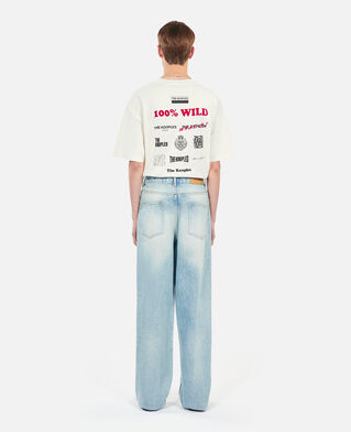 The Kooples H BLUE BLEACHED / NAVY washed blue wide-leg jeans