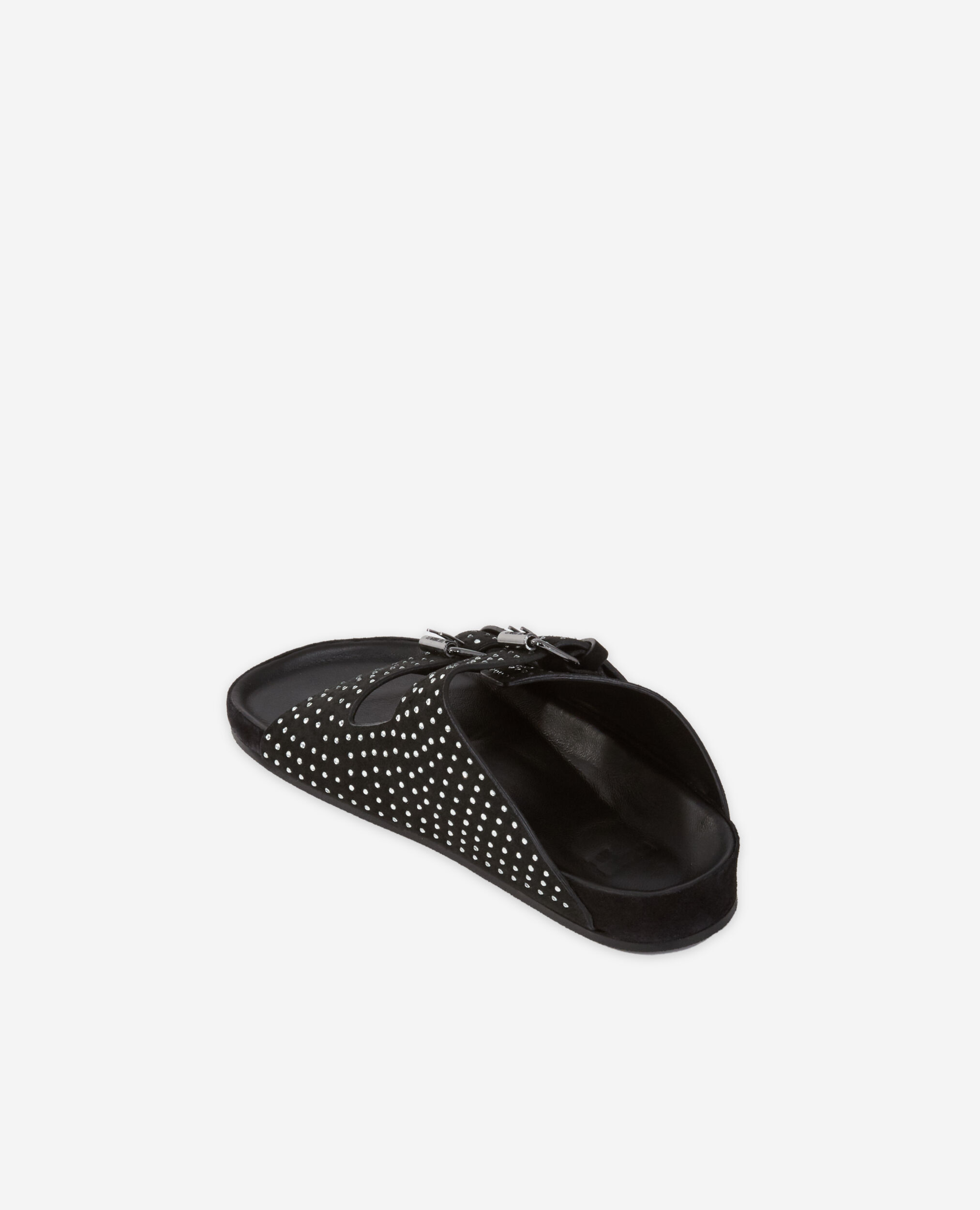 Sandalen mit zwei Riemen und Strassbesatz, BLACK, hi-res image number null