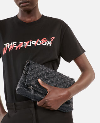 The Kooples FEMME BLACK pochette h&eacute;ritage small en cuir noire