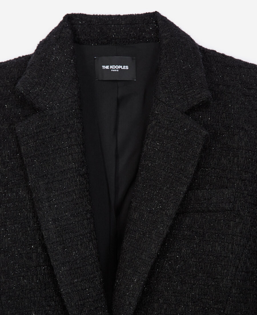 blazer tweed noir boutonné