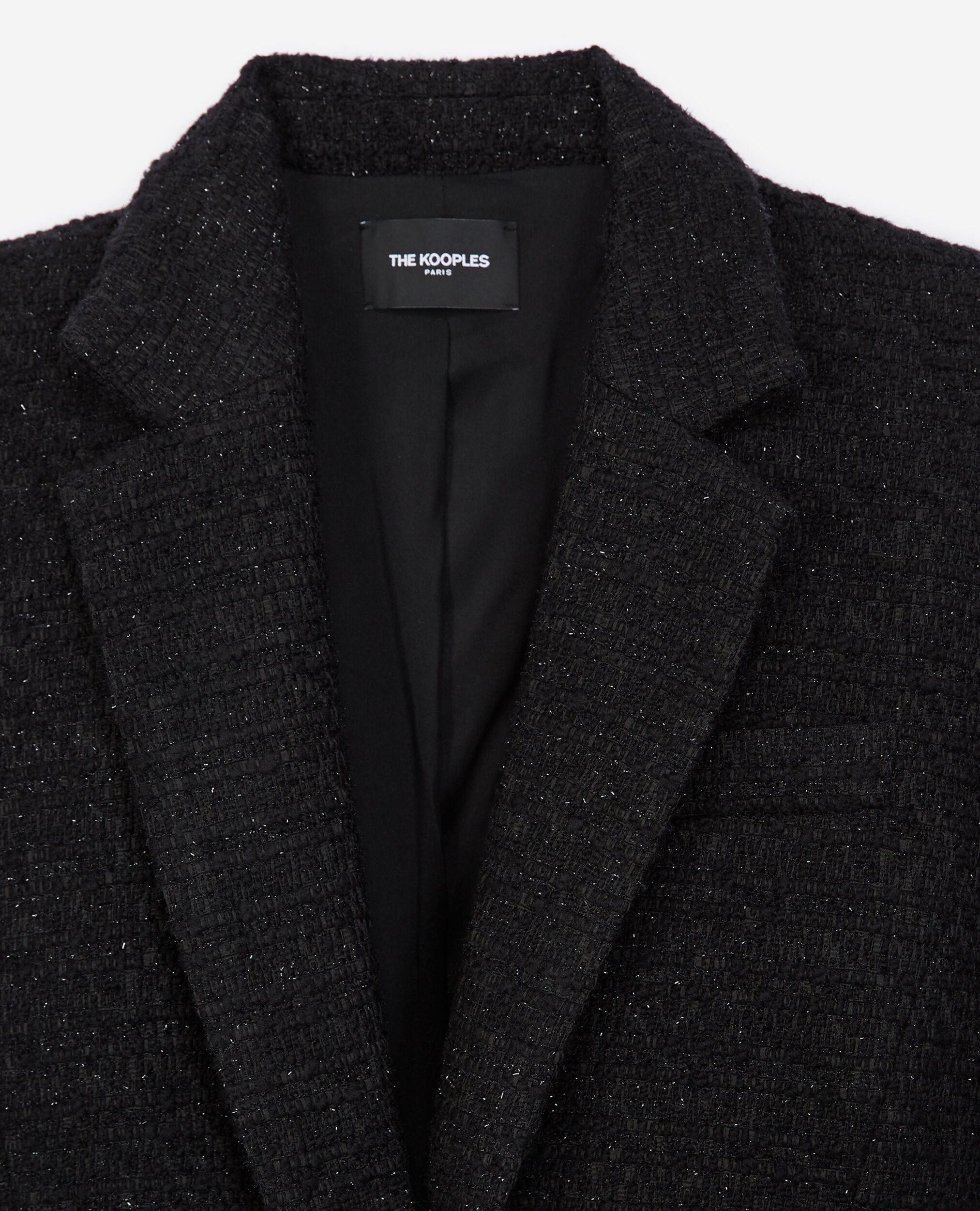 Buttoned black tweed blazer, BLACK, hi-res image number null