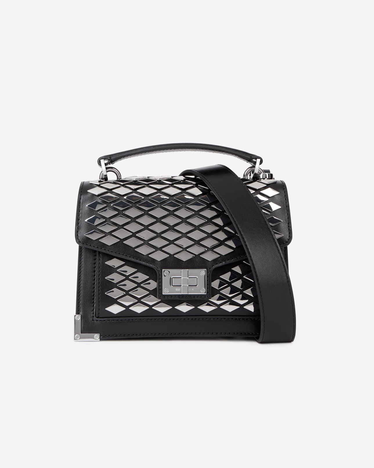 The Kooples FEMME BLACK sac emily small en cuir noir avec clous 