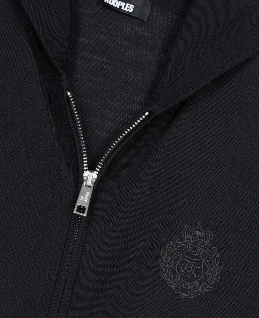 The Kooples FEMME BLACK cardigan à capuche en laine noir
